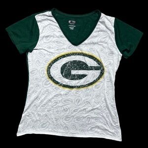 NFL Green Bay Packers White & Green Short Sleeve Tee L
